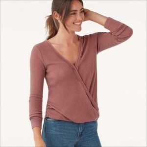 Splendid Keene Long Sleeve Surplice Waffle Knit Top